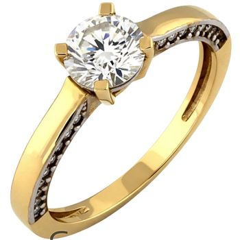 Złoty pierścionek zaręczynowy z cyrkonią 375 PI 3554  Szczęśliwy Moment  Elegancki pierścionek Diament.jpg